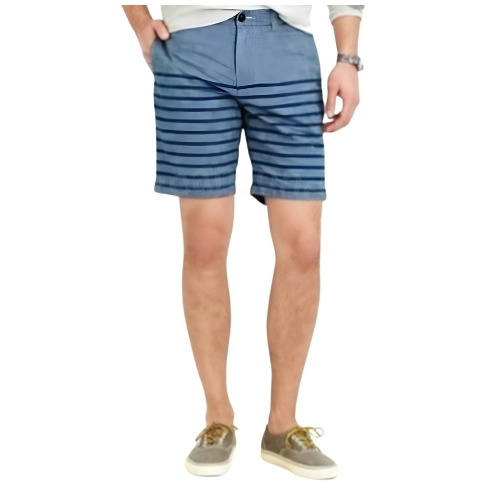 J. Crew Station Men's Stanton Indigo Striped Casual Chino Shorts Size W33 - Picture 1 of 13